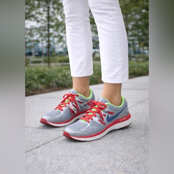 Nike Shoes - Nike Dual Fusion Running Shoes Silver Red Volt Women’s Size 8
